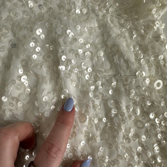 Adrianna Papell Dress Womens 16 Ivory Sequin Maxi Gown Wedding Bridal Formal - Picture 4 of 16